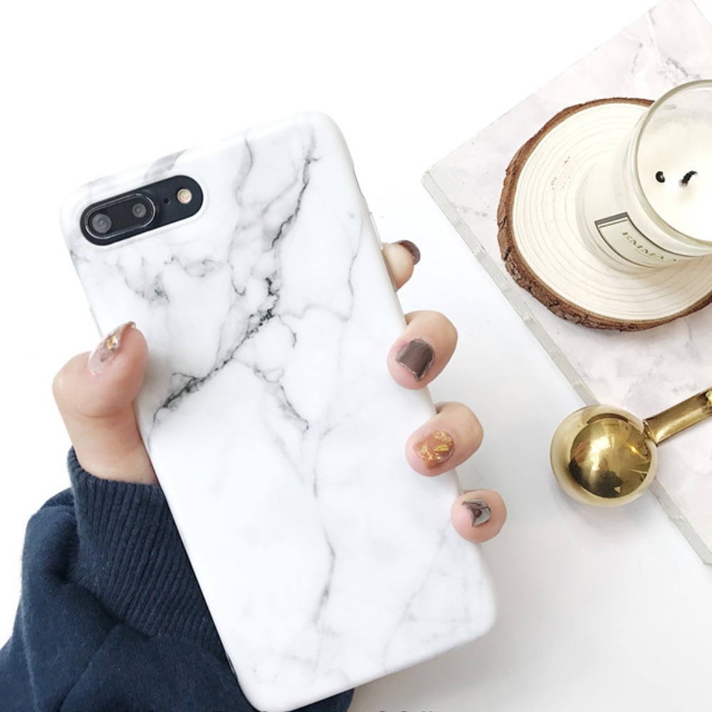 iPhone XR/XS/7/8/Plus❤️ins white marble phone case - Picture 3 of 6